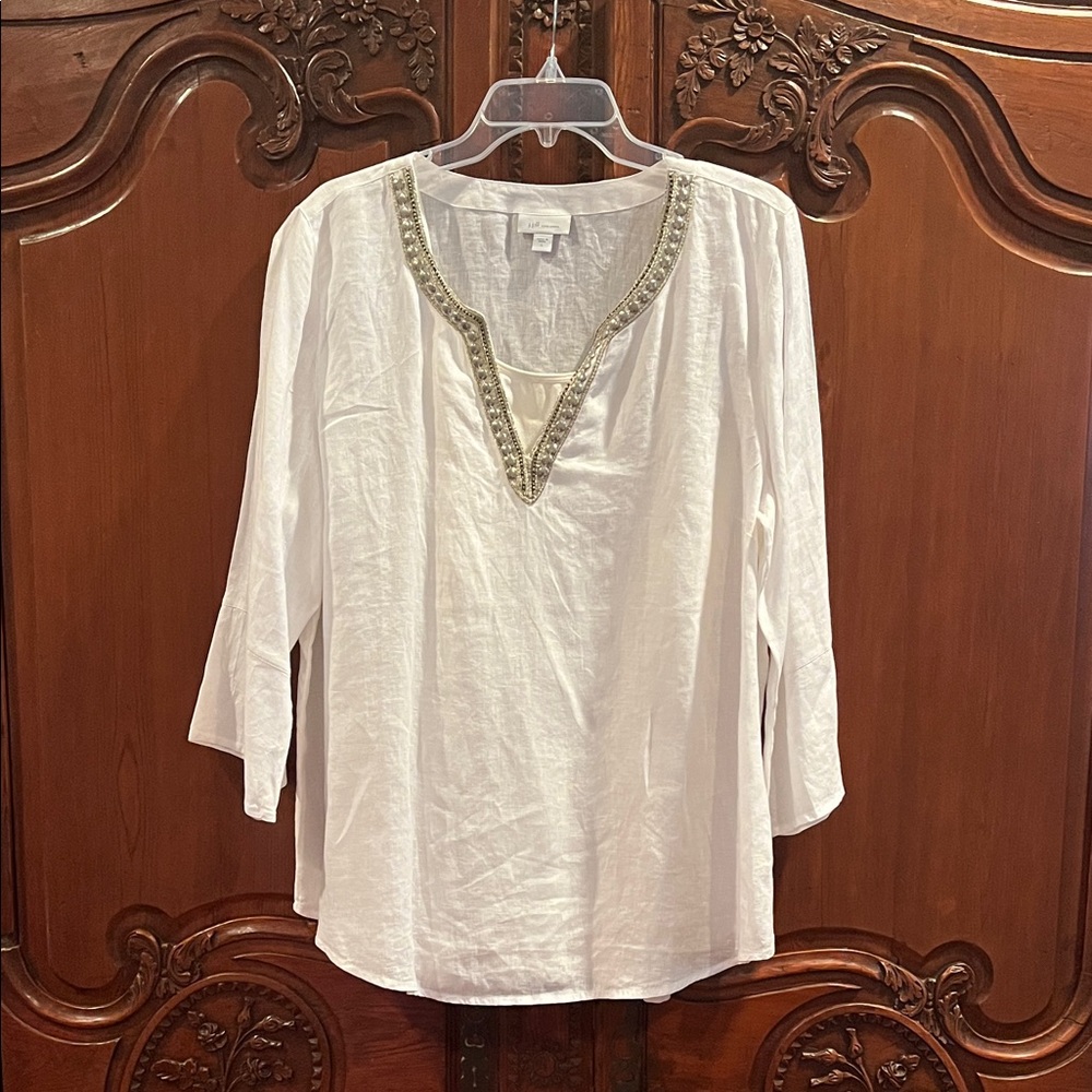 J. Jill Cream Tunic with Gold Accents